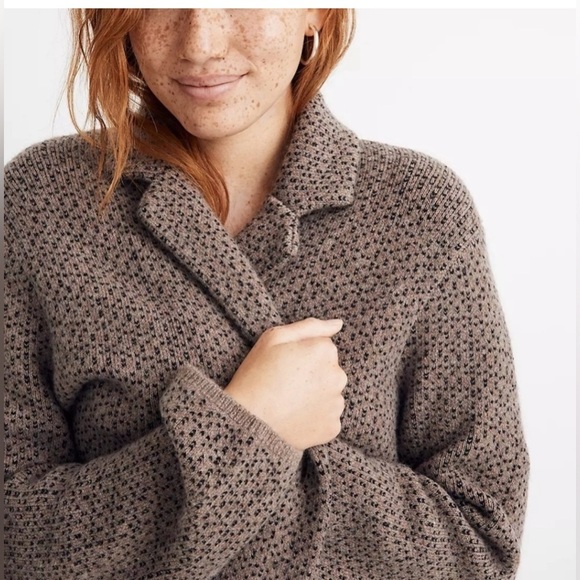 Madewell Brown patterned coat cardigan wool blend warm winter fall cabin core - Picture 2 of 16